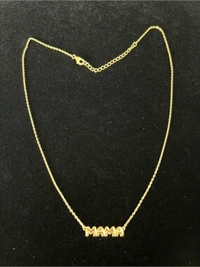 Lulea MAMA Name Plate Sterling Silver 925 Gold plated Necklace